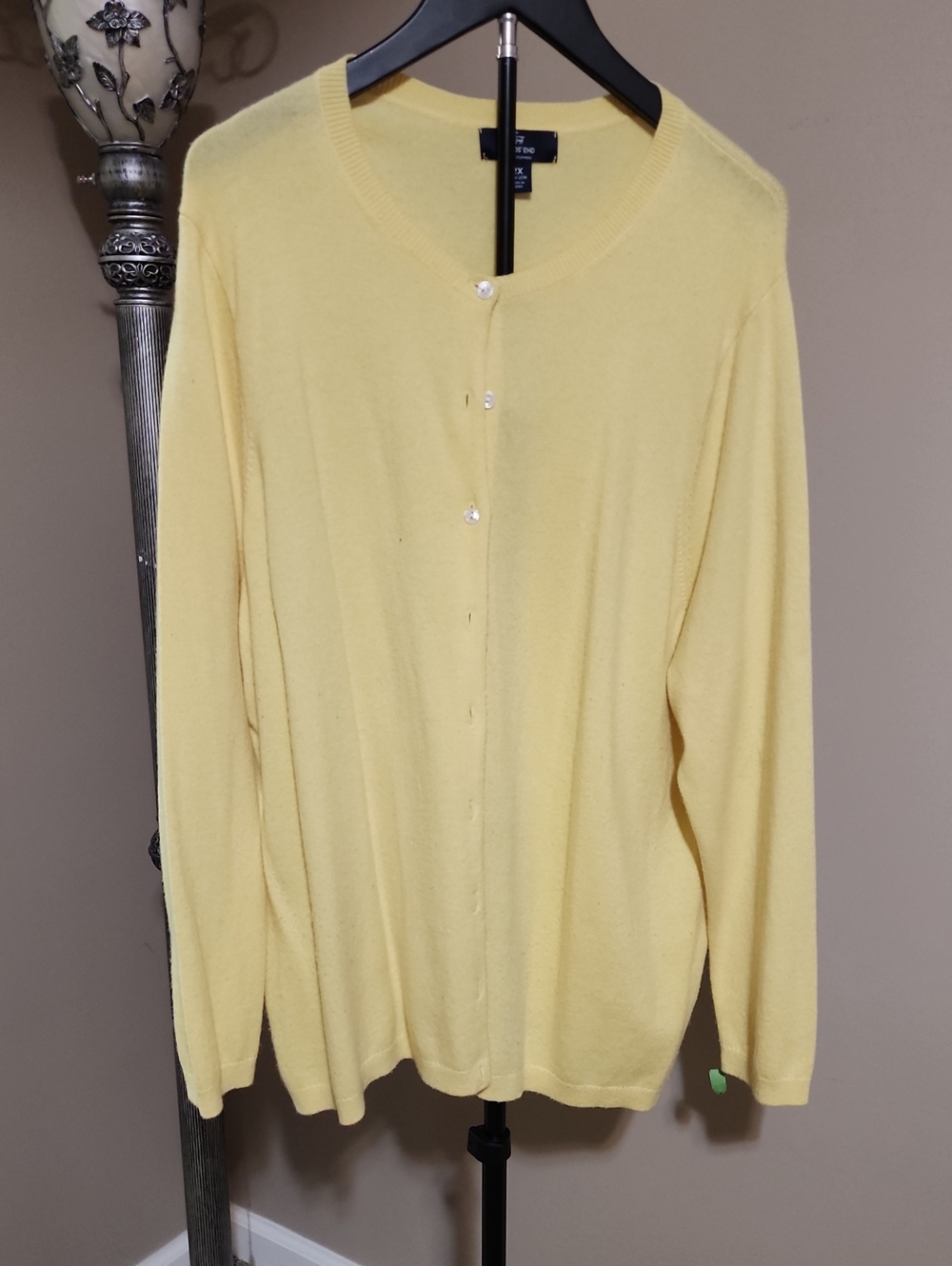 Lands' End Pale Yellow Women's Button-Front Cardigan